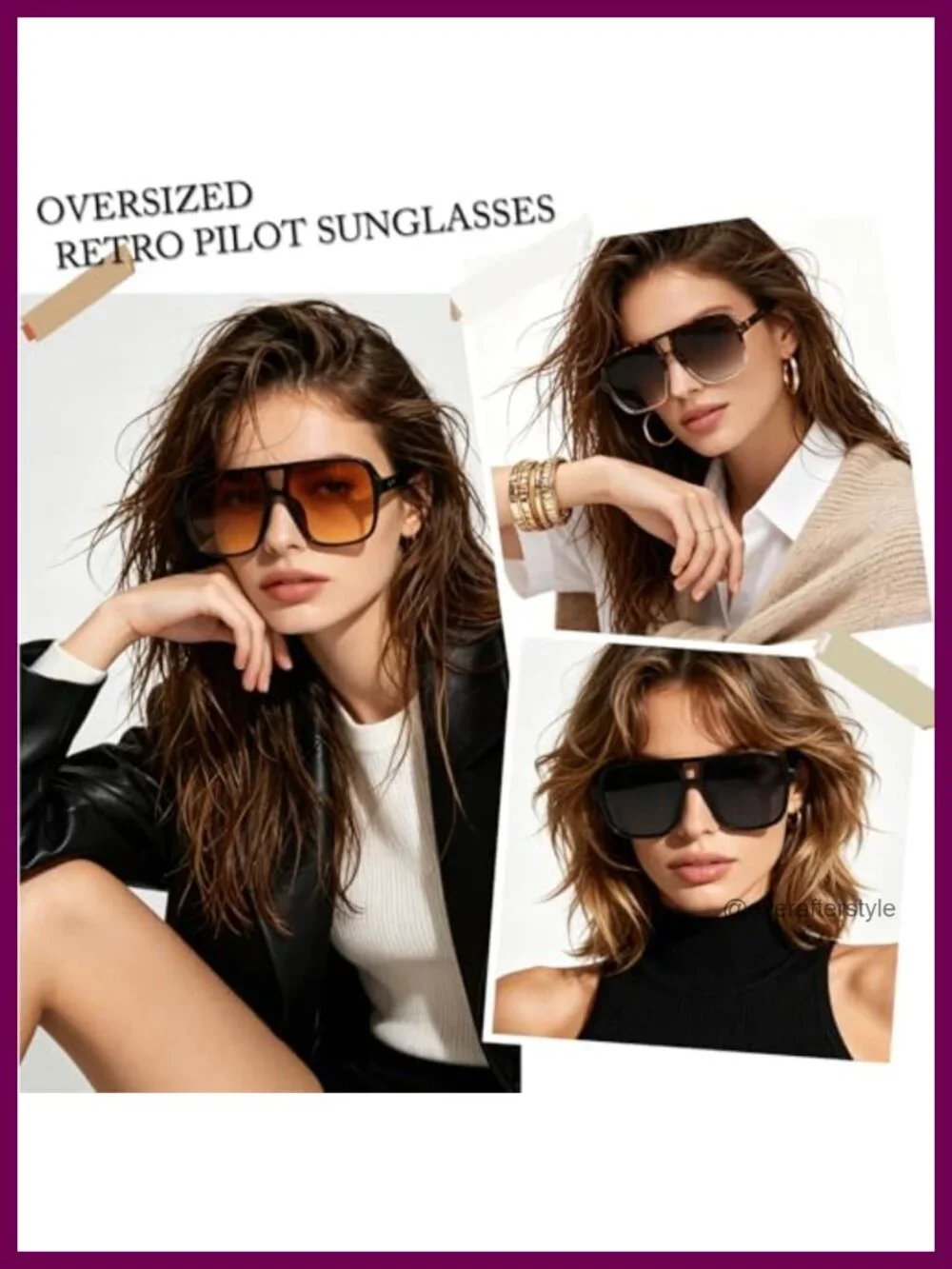 Retro Oversized Square Sunglasses UV400 Vintage Pilot Shades Unisex